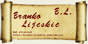 Branko Lijeskić vizit kartica
